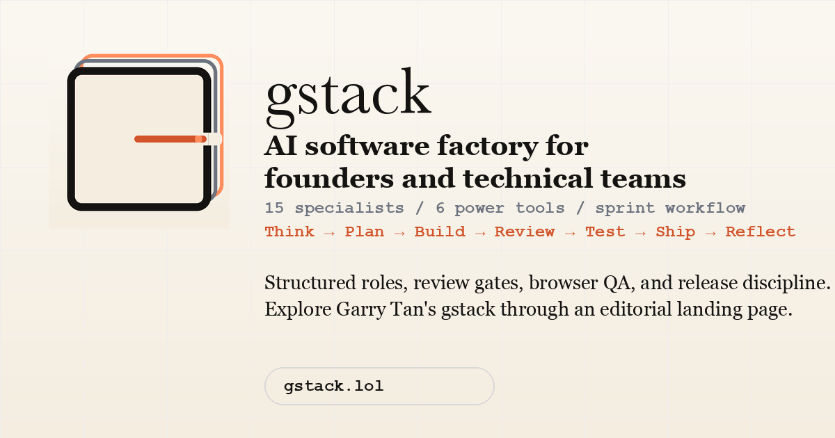 gstack | Garry Tan's Workflow for Claude Code and Codex